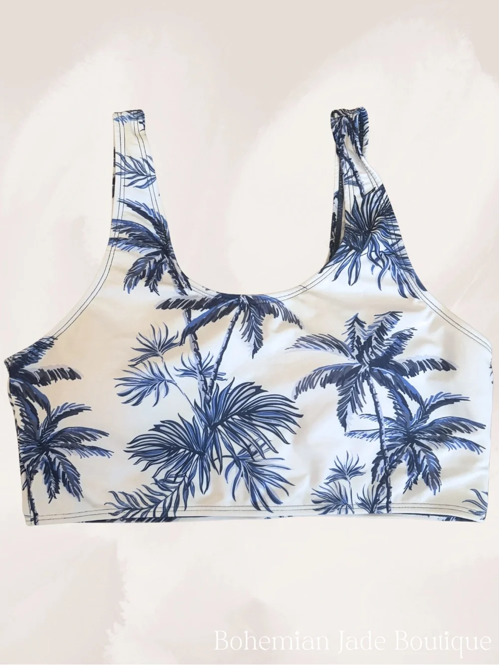 SHEIN Teen Tropical Palm Print Bikini Set Blue White 16Y NWT